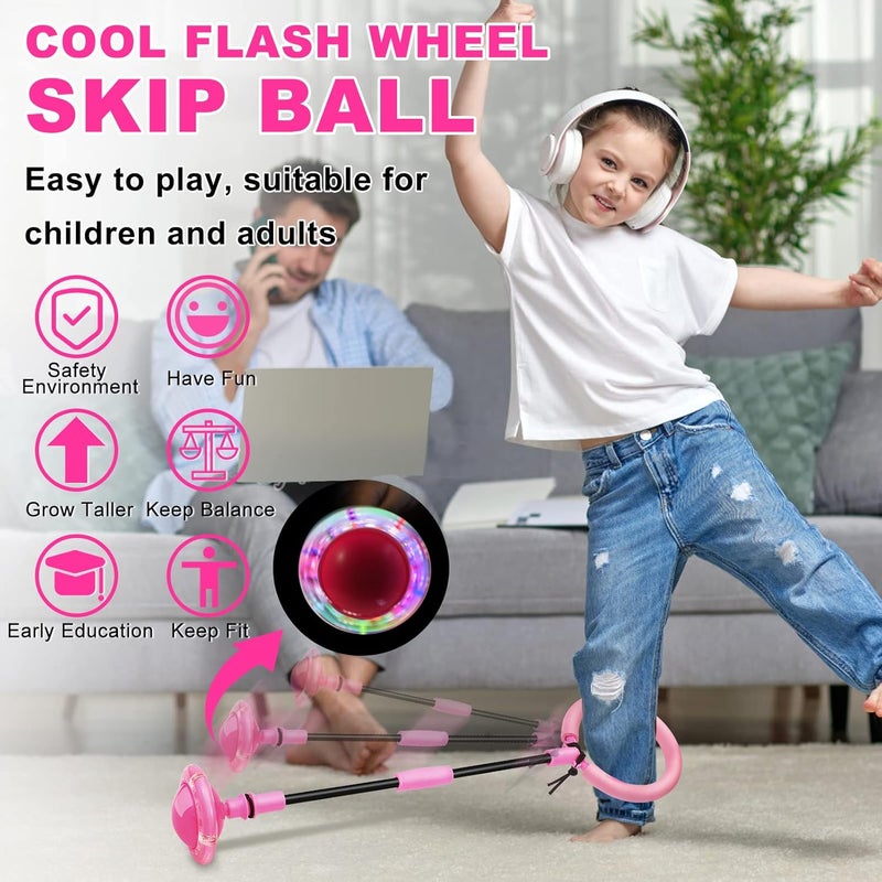 Hewog Skip Ball, Portable Foldable Colorful Flash Wheel Swing Ball, Kids Toys for Girls & Boys, Sports Fitness Toys for Kids & Adults. Gifts for Mom Women & Girls Toys Age 5-10 Years - Image 3